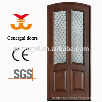 CE pintura exterior de vidro decorativo grande porta de madeira maciça